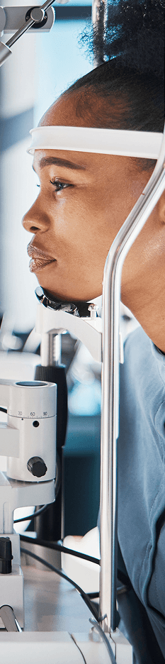 Patient receiving eye examination